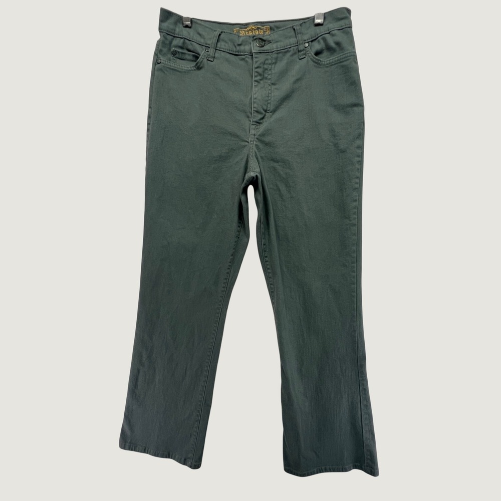 Bestow Womens Sage Green Straight Leg Stretch Cotton Pants RN 114866 Size 29x26